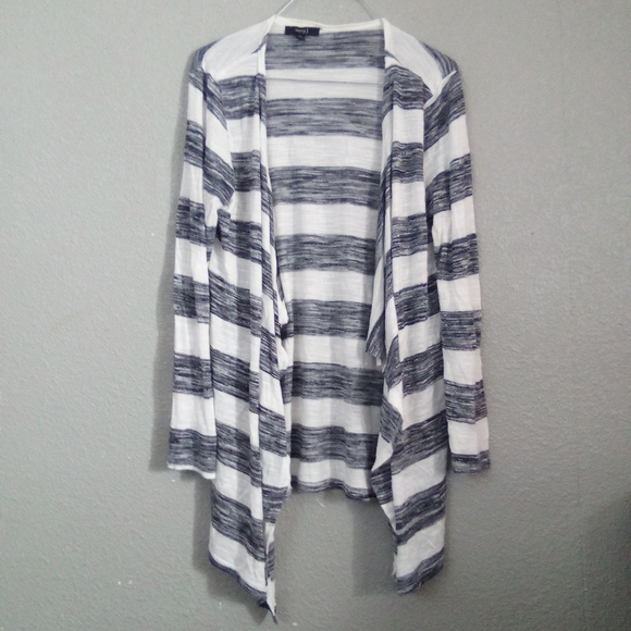 Very J Black and White Striped Cardigan Sweater - Picture 1 of 3